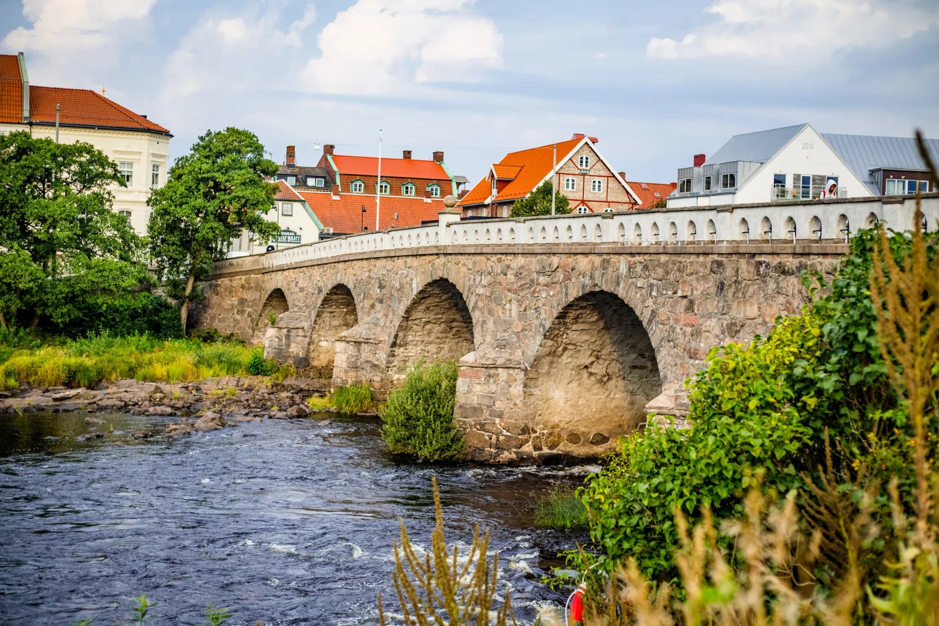 Tullbron bridge over river Ätran in Falkenaberg, Sweden