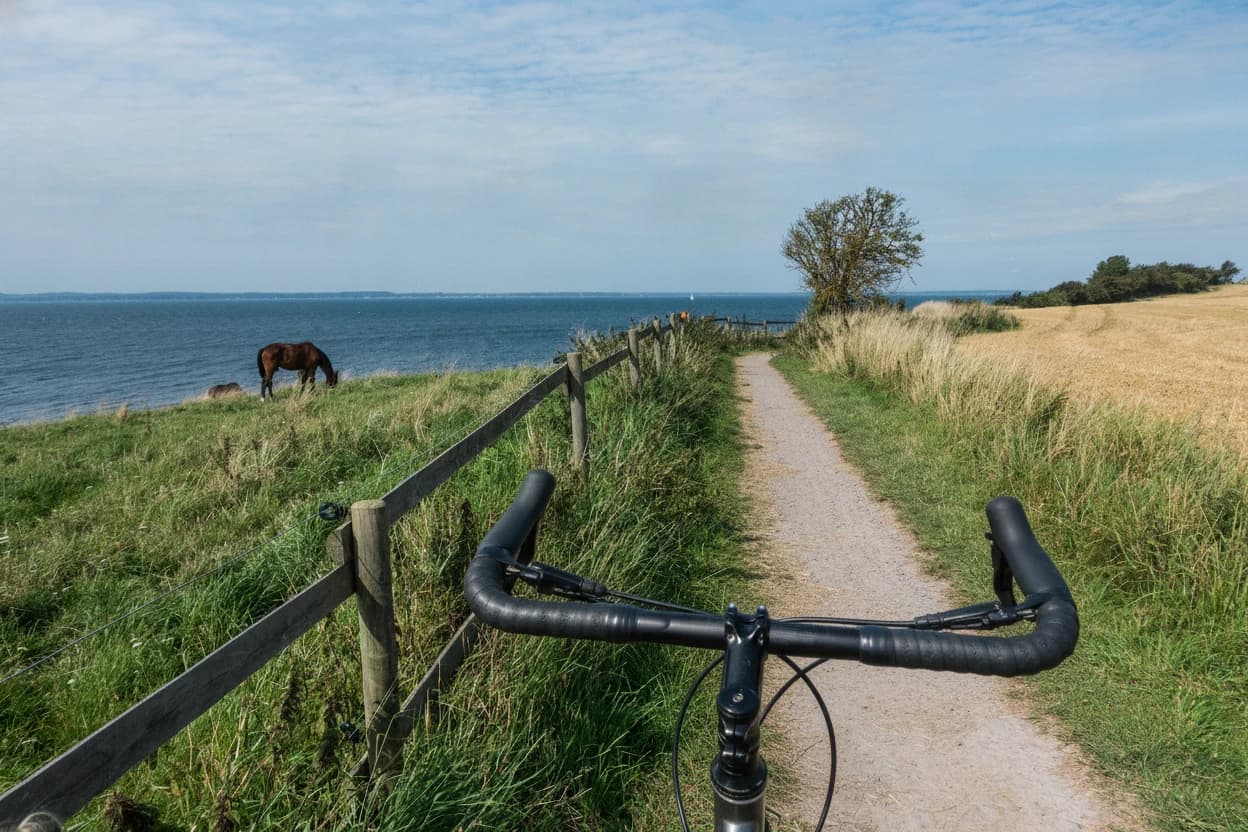 Point of view (POV) ciclist in ven Island, Sweden
