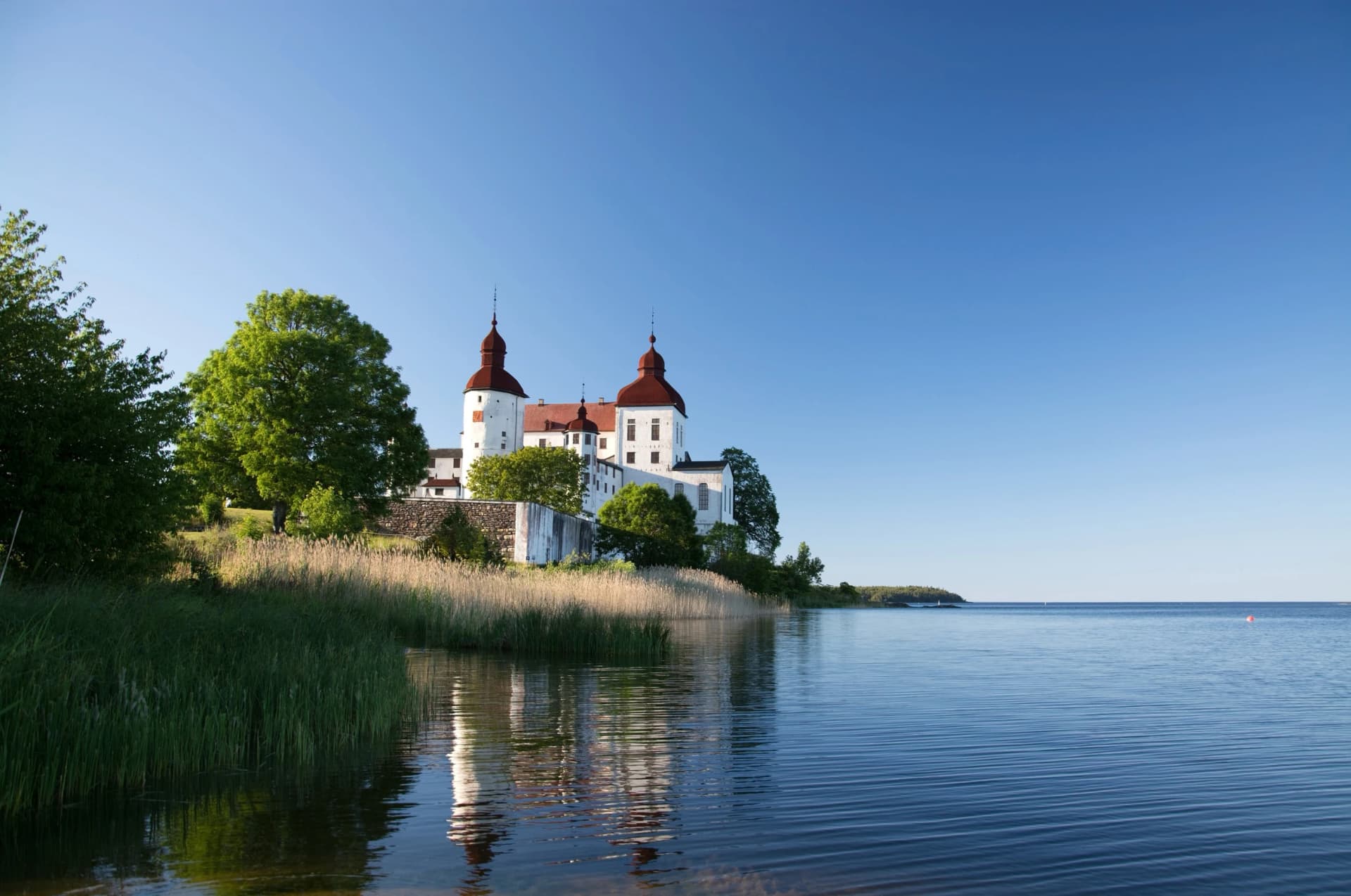 Läckö Castle on Kållandsö seen across Lake Vänern