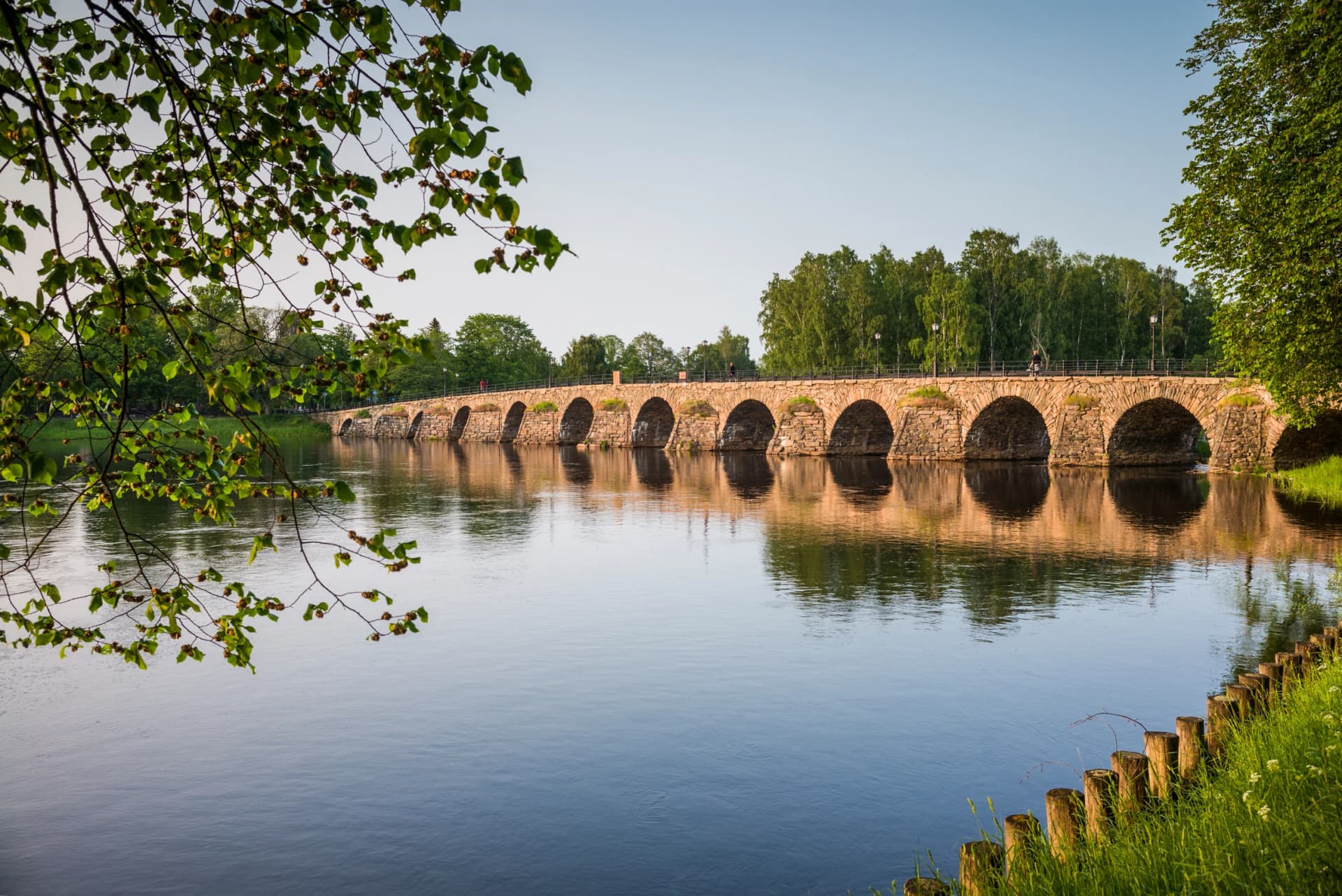 Östra bron stone bridge over the Klarälven in Karlstad, Värmland