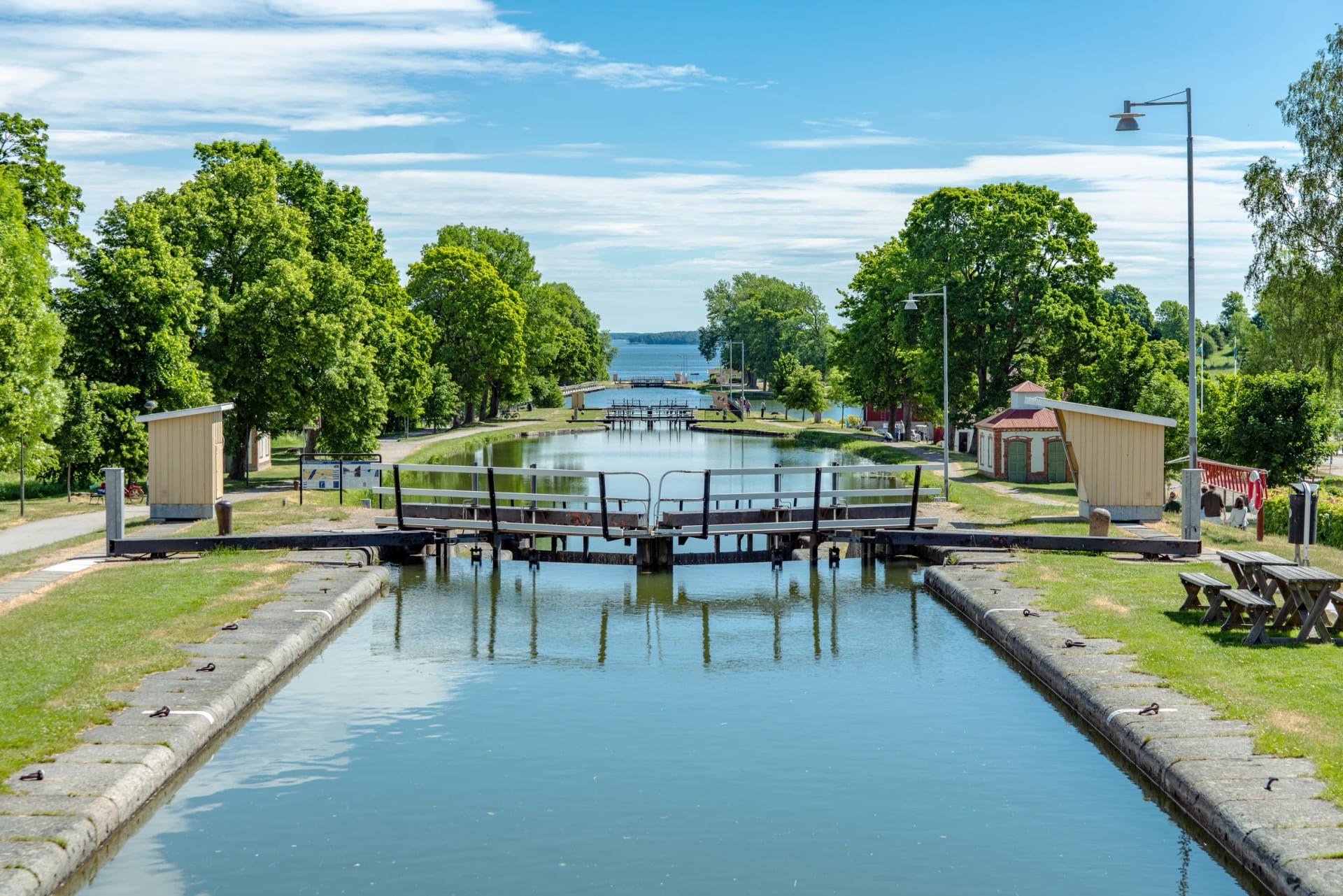 Summer view of the sluice stair at Gota canal