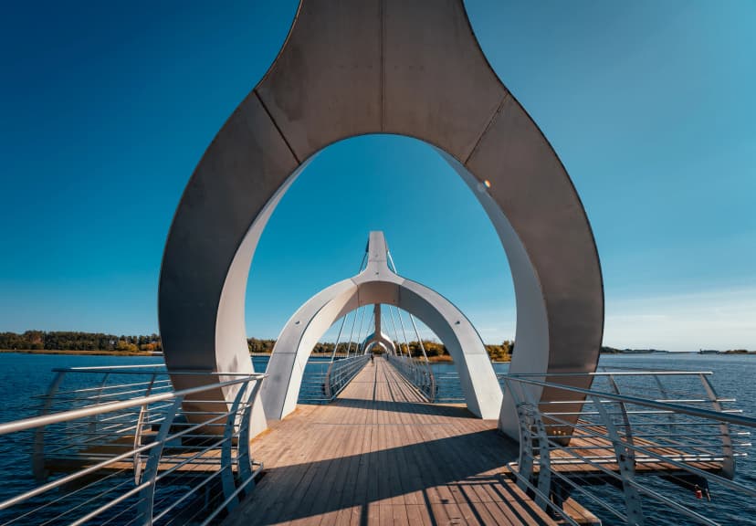 760 meter long walk and biking bridge in Solvesborg, Sweden.