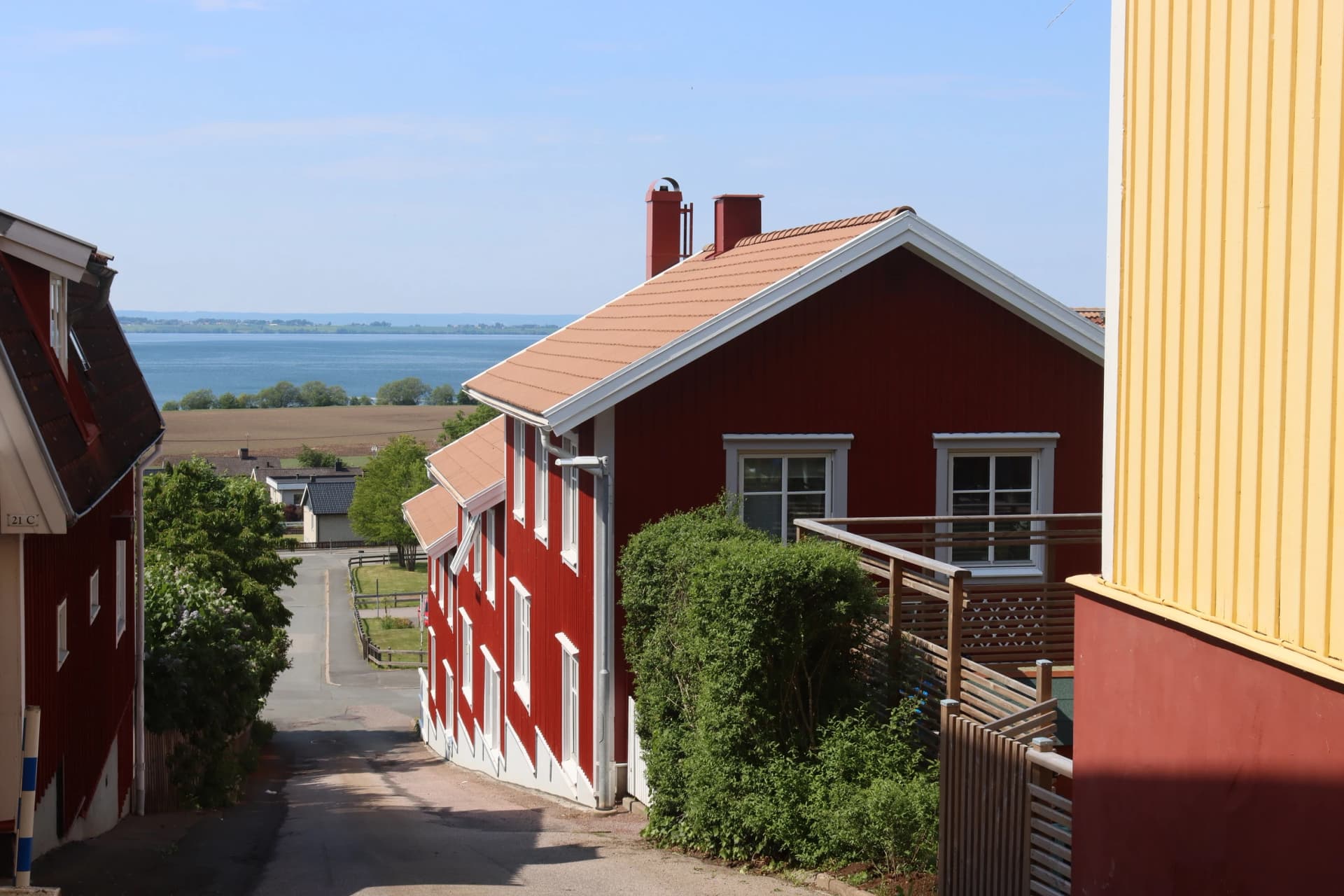 Sweden. The town of Gränna is located on Lake Vättern. Lake Vättern and island Visingsö. Gränna in Jönköping County.