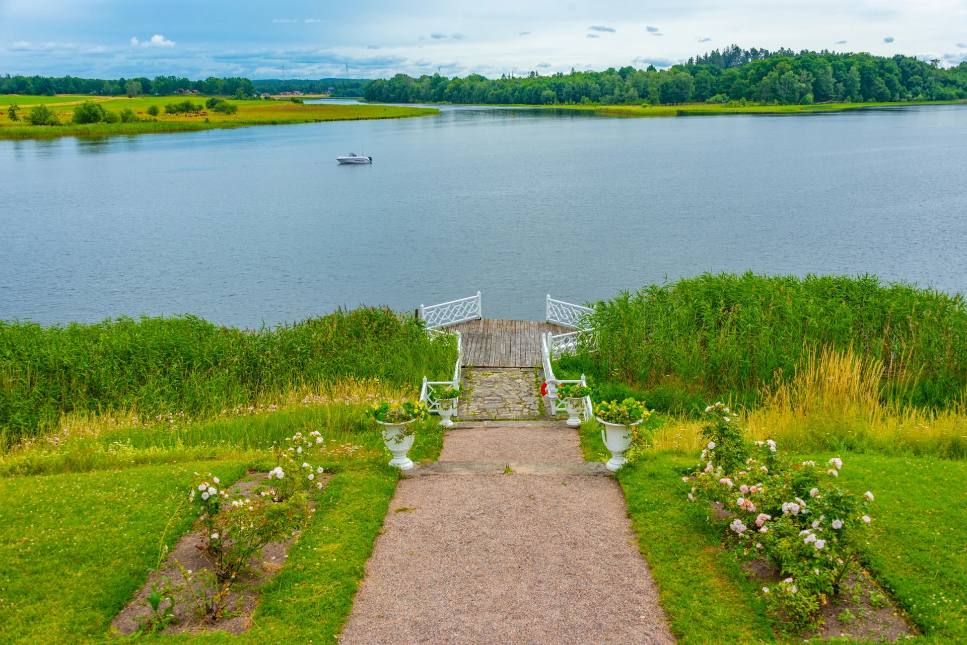 Lake at Stjernsund Castle viewed during a cloudy day in Sweden