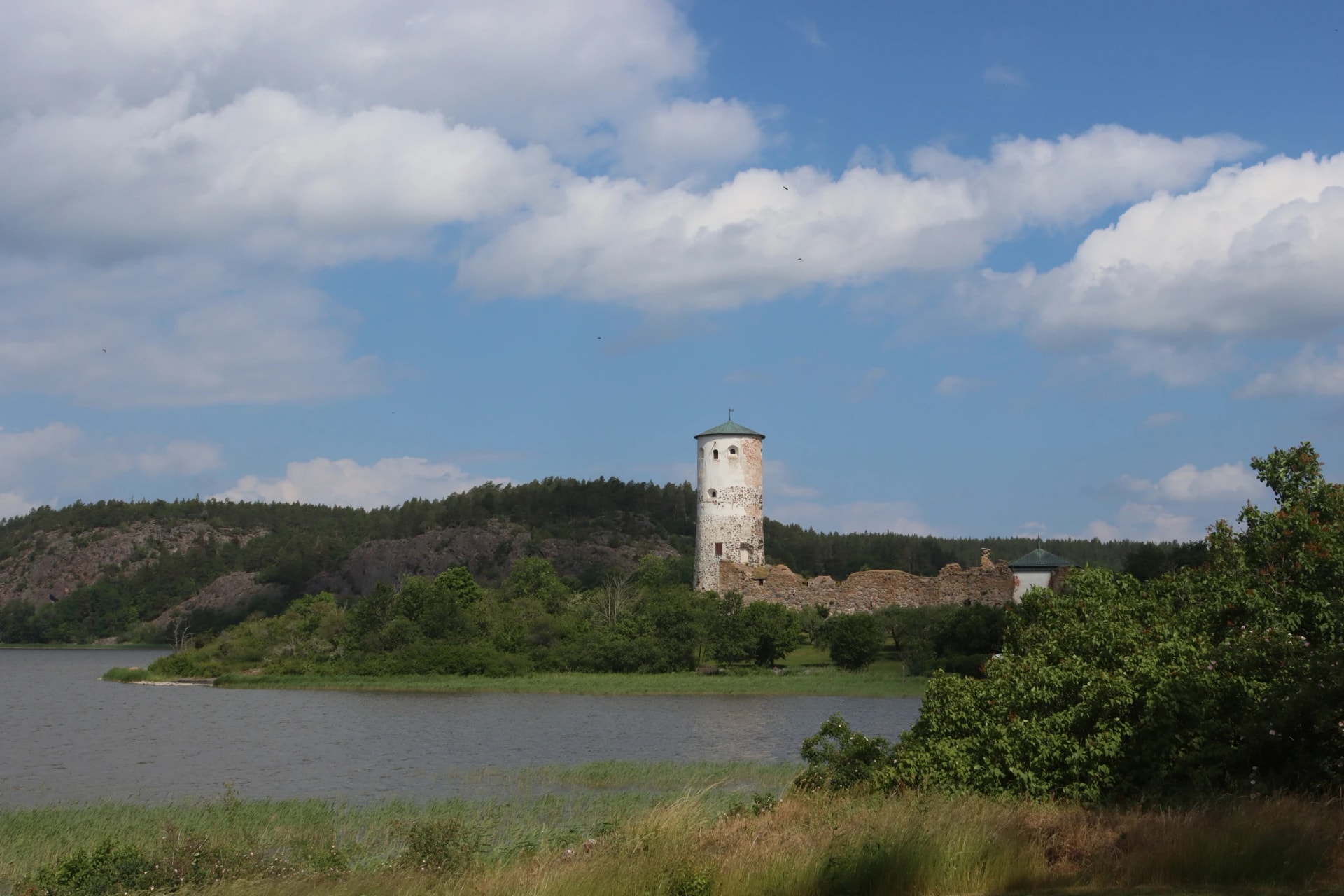 Stegeborg Castle is a ruined castle in St Anna parish, Söderköping, Östergötland, located on an island in a narrow sound at the bay of Slätbaken.