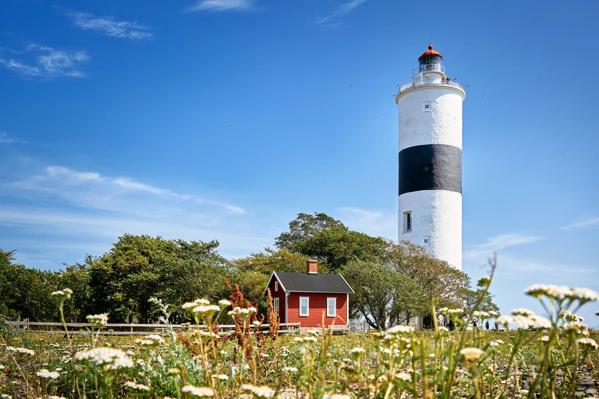 The Lighthouse Lange Jan at the south cape of swedish island Oland in the Baltic Sea.